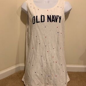 Old Navy Stars White Cotton Sleeveless Everyday Patriotic Tank in Large Tall